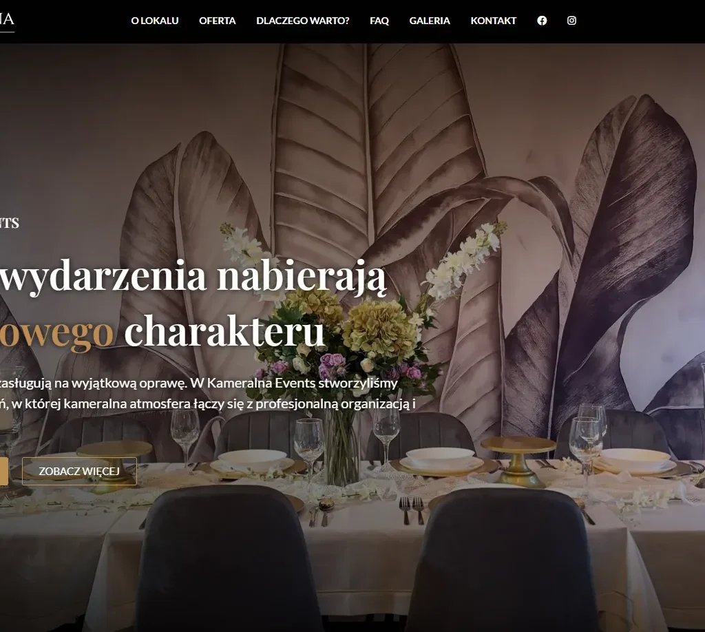 Strona internetowa dla sali eventowej